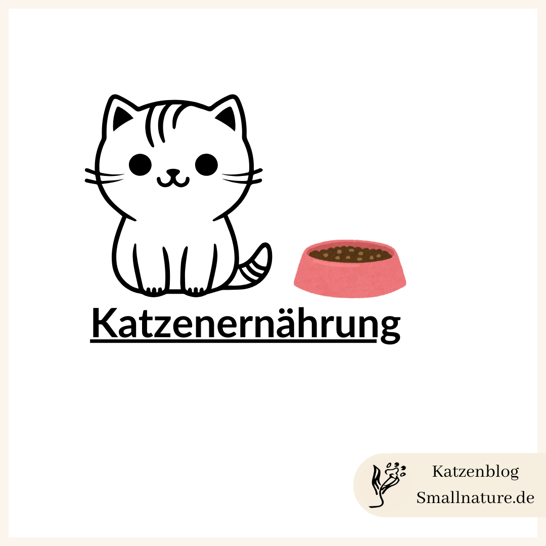 Katzenernährung: Grundlagen bis Expertentipps Eine Katze neben einem Futternapf ist zu sehen und das Wort Katzenernährung.